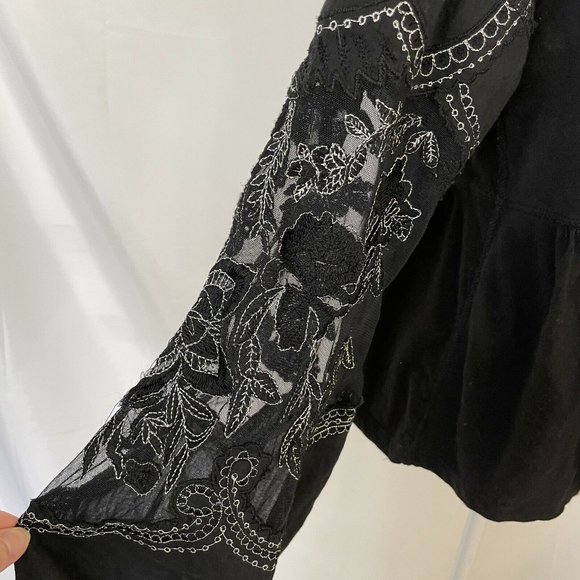 Free People Embroidered Penny Tee Shirt Top S Lace - Picture 5 of 7